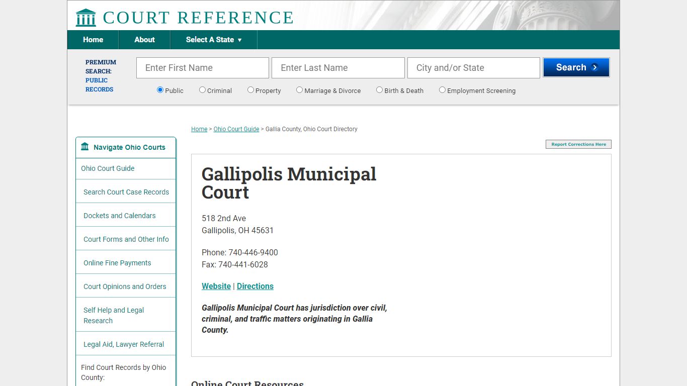 Gallipolis Municipal Court - Court Records Directory